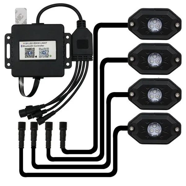 Vrácení Zdarma LED RGB podsvícení podvozku 12V / 24V - Bluetooth / 12x3W LED