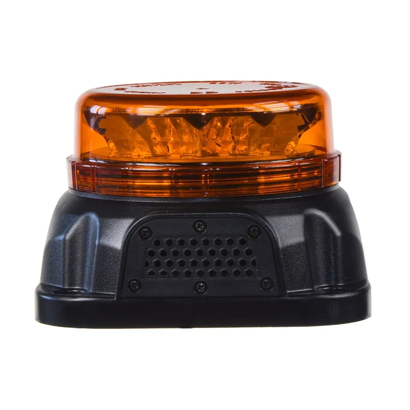 Vysoce Kvalitní LED maják 12V/24V - oranžový 12x 3W LED s integrovanou zvukovou signalizací (129x129x87mm)