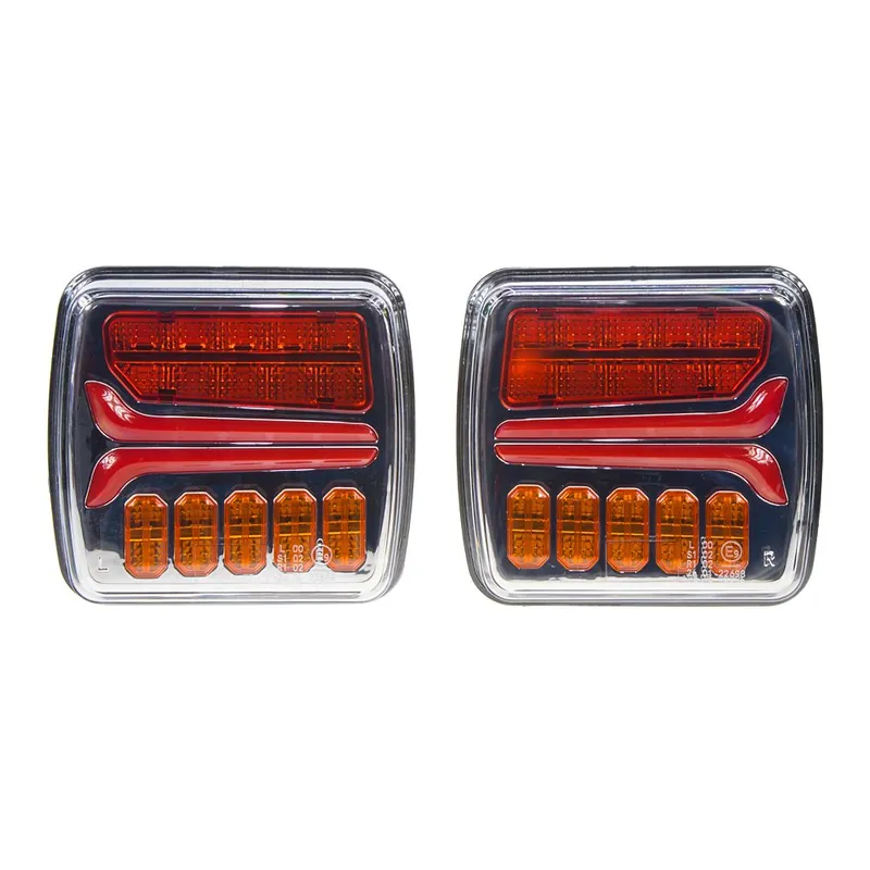 Sdružená LED světla na přívěsný vozík 12V / 24V - s dynamickými blinkry / ECE R4, R6, R7, R10 (102,6x110,2x40mm) 2ks Víkendová Akce