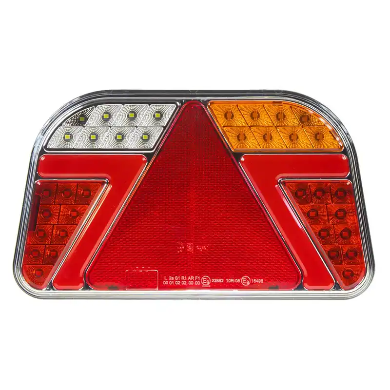 Sdružené LED světlo na přívěsný vozík 12V / 24V - pravé s trojúhelníkem ECER (140x241x44mm) Nejlepší Volba