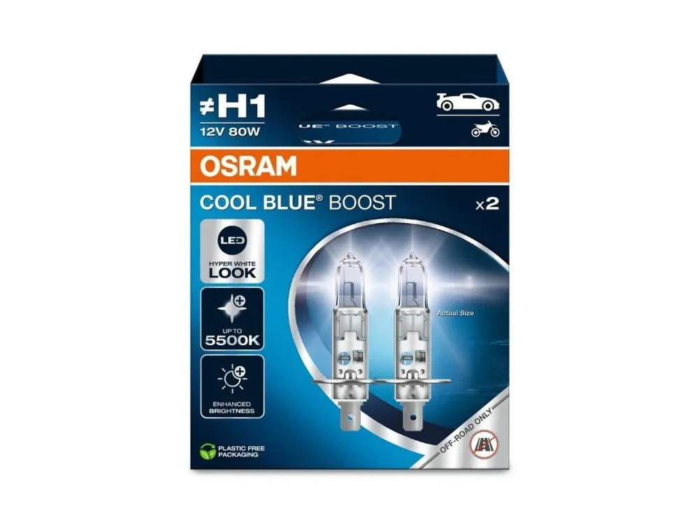 Akční Cena OSRAM Cool Blue Boost 12V H1 80W P14,5s autožárovky, sada (2 ks)