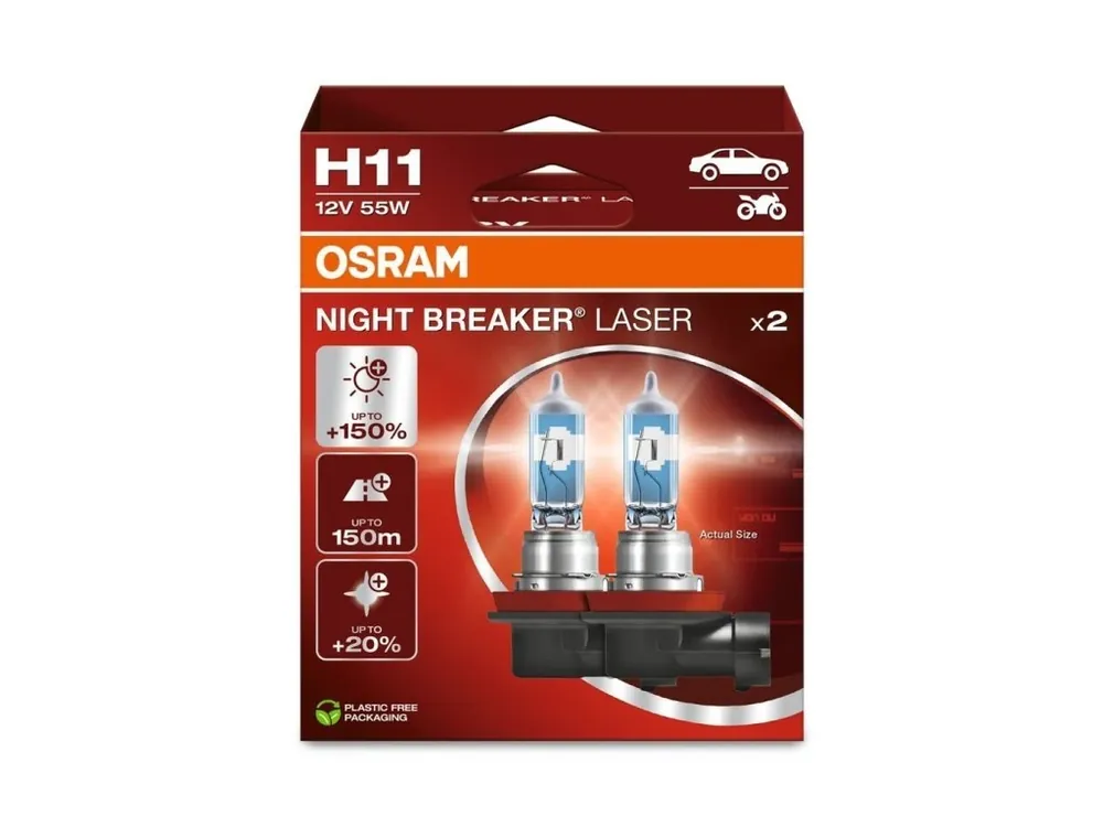OSRAM Night Breaker Laser +150% 12V H11 55W PGJ-2 autožárovky, sada (2 ks) Originální