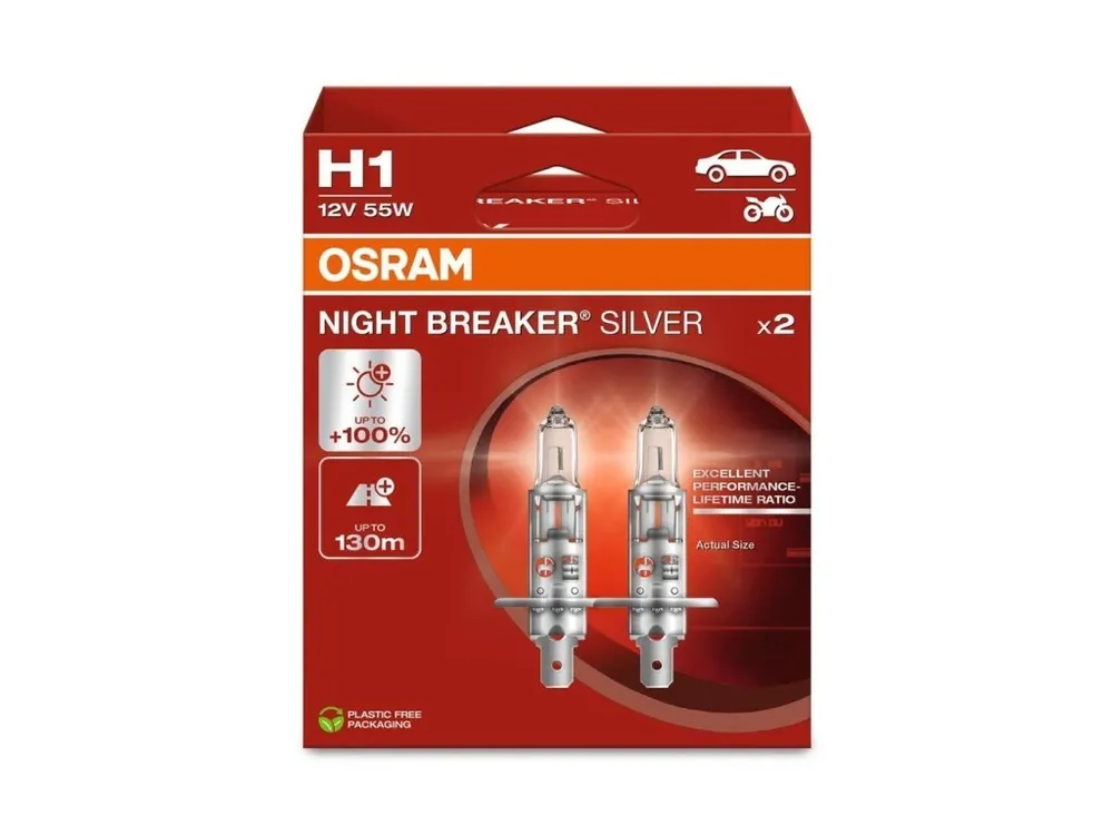 OSRAM Night Breaker Silver +100% 12V H1 55W P14,5s autožárovky, sada (2 ks) Koupit Online