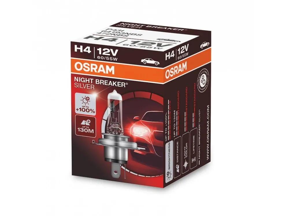 OSRAM Night breaker Silver +100% 12V H4 60-55W P43t autožárovka Akční Cena