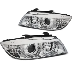 Přední světla BMW E90/E91 05-08 3D AE LED chrom H7+H1 Jen Po Omezenou Doba