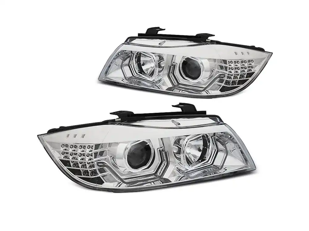 Přední světla BMW E90/E91 05-08 3D AE LED chrom H7+H1 Jen Po Omezenou Doba