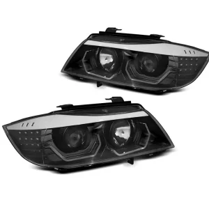 Horká Nabídka Přední světla BMW E90/E91 05-08 3D AE LED černá H7+H1