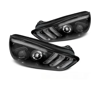 Přední světla Ford Focus MK3 14-18 DRL LED SEQ INDICAOR černá Akční Cena