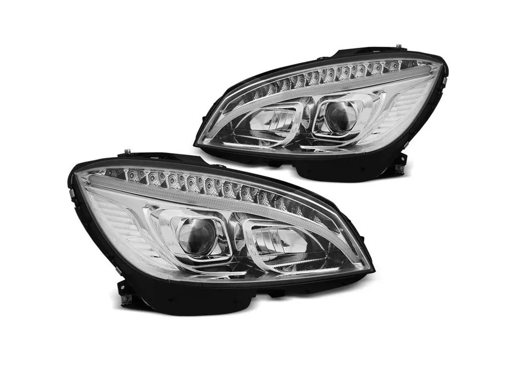 Akční Cena Přední světla Mercedes Benz W204, C-classe 07-10 - TUBE LIGHT chrom