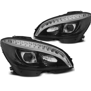 Poslední Šance Přední světla Mercedes Benz W204, C-classe 07-10 - TUBE LIGHT černá