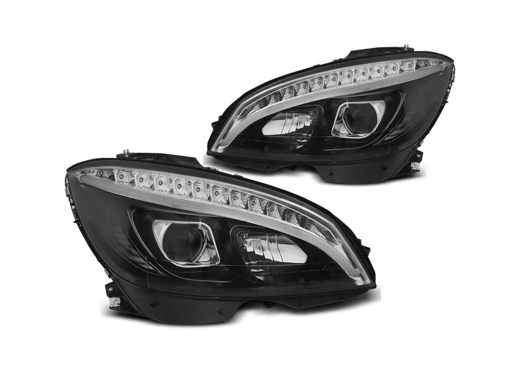 Poslední Šance Přední světla Mercedes Benz W204, C-classe 07-10 - TUBE LIGHT černá