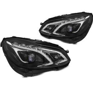 Rychlé Dodání Přední světla Mercedes Benz W212, E-classe 13-16 LED DRL černá