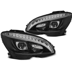 Hit Sezóny Přední světla Mercedes Benz W204, C-classe 07-10 - TUBE LIGHT SEQ INDICATOR H7 černá