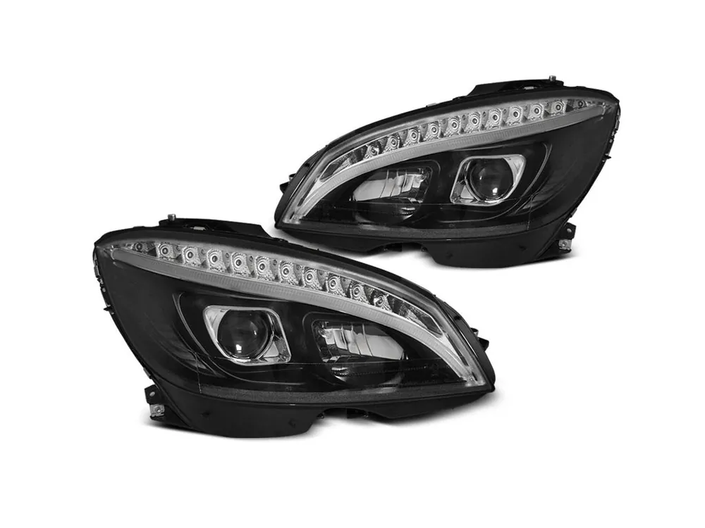 Hit Sezóny Přední světla Mercedes Benz W204, C-classe 07-10 - TUBE LIGHT SEQ INDICATOR H7 černá