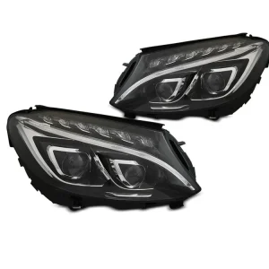Přední světla Mercedes Benz W204, C-classe 14-18 LED DRL černá Ověřený