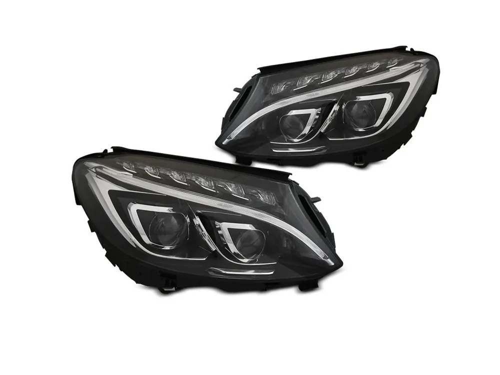 Přední světla Mercedes Benz W204, C-classe 14-18 LED DRL černá Ověřený
