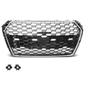 Pouze Dnes Přední maska Audi A4 B9 15-19 chrom/černá RS4 STYLE PDC