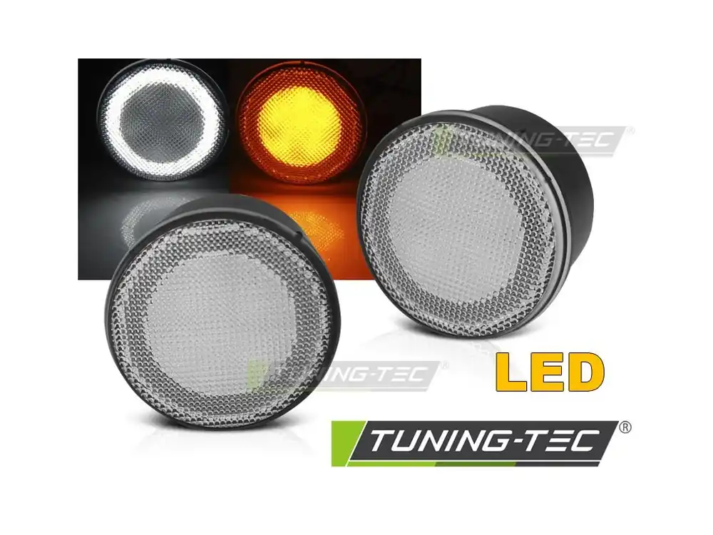 Expresní Doručení Přední blikače Jeep Wrangler JK 07-18 LED bílá s přídavným obrysovým světlem