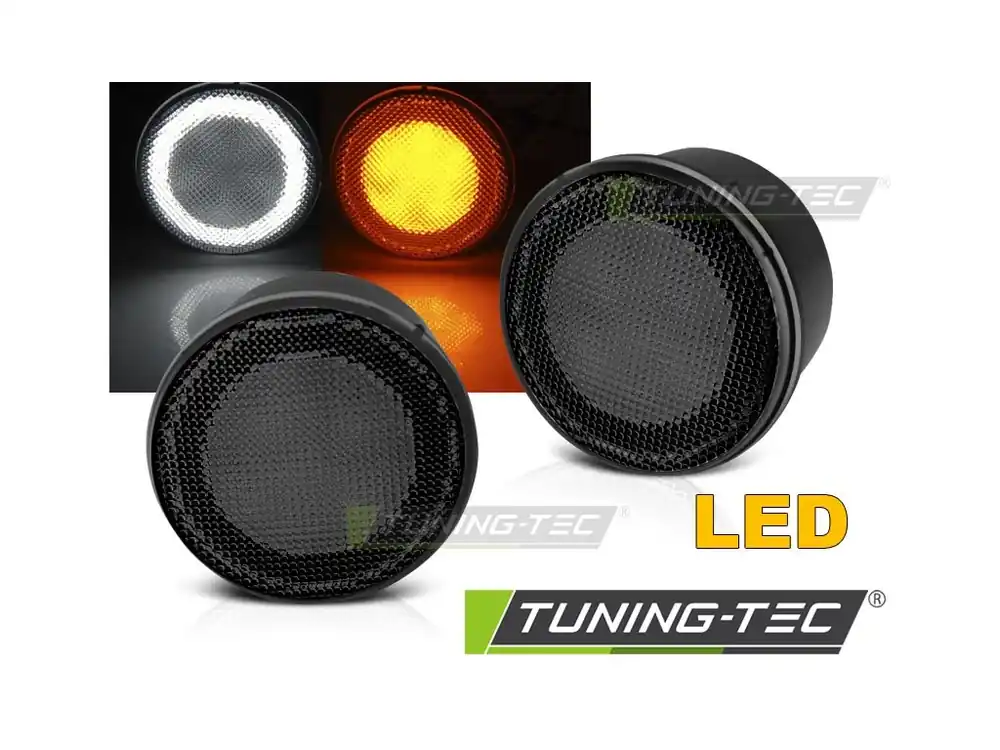Přední blikače Jeep Wrangler JK 07-18 LED kouřová s přídavným obrysovým světlem Nakupujte Hned