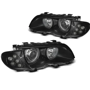 Přední světla BMW E46 Sedan Touring 01-05 Angel Eyes - černá Bezpečná Platba