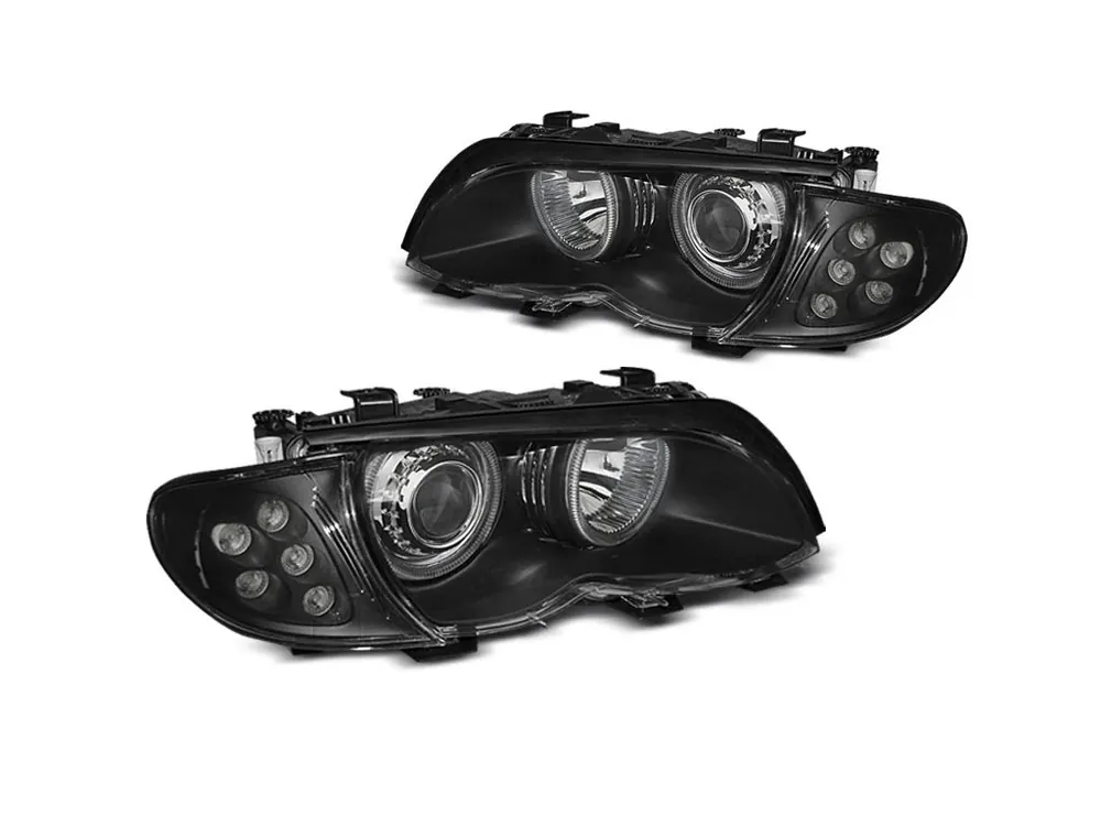Přední světla BMW E46 Sedan Touring 01-05 Angel Eyes - černá Bezpečná Platba