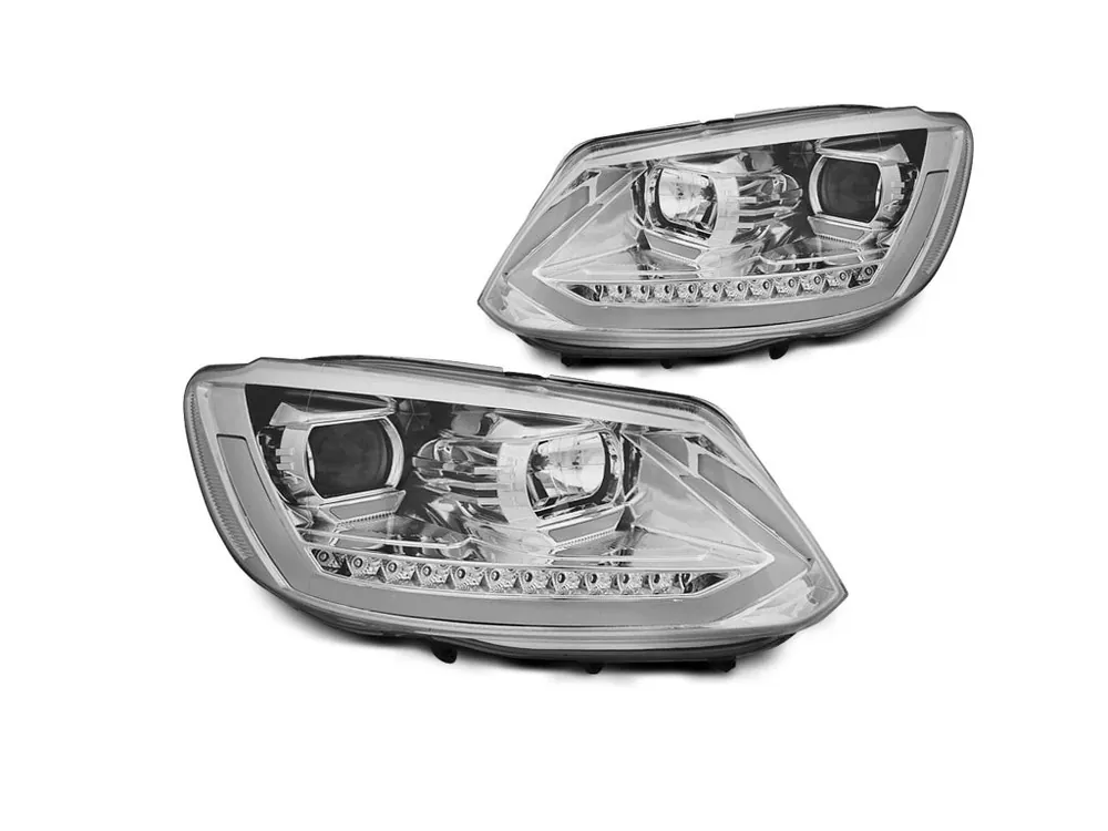 Přední světla VW Touran II 10-15 chrom TUBE LIGHT TRU DRL SEQ Ověřený