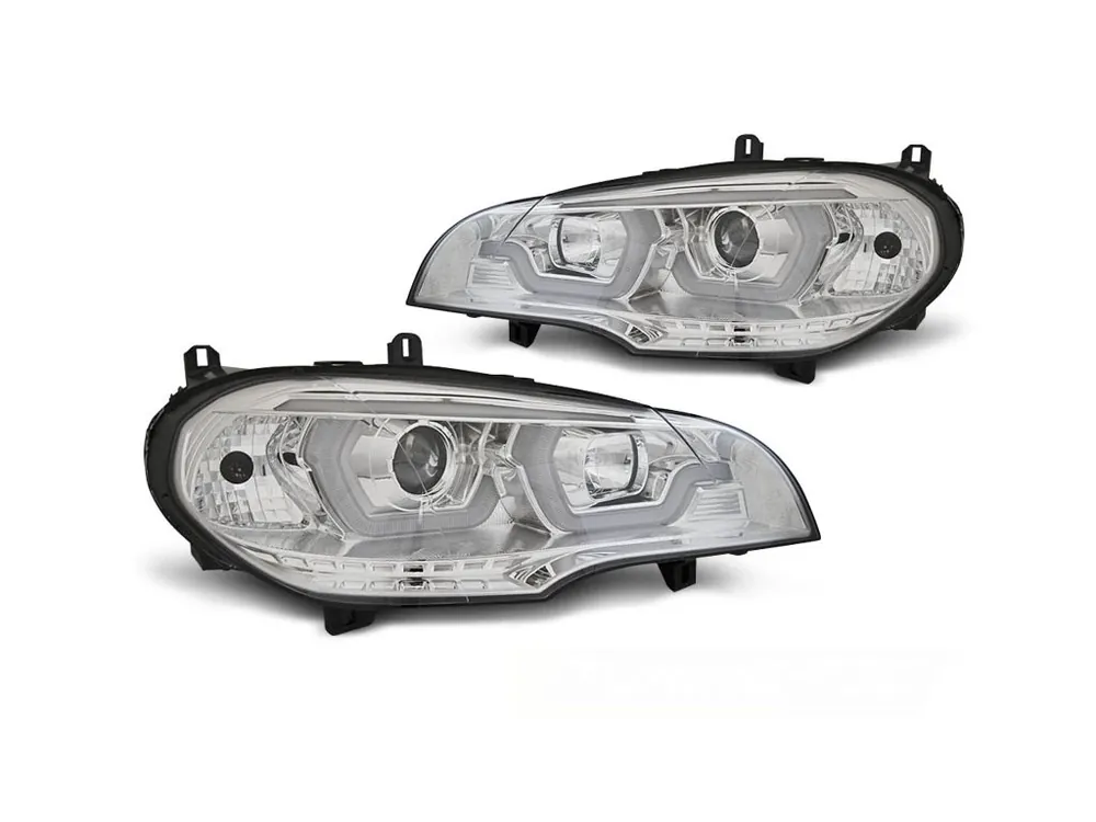 Přední světla BMW X5 E70 07-13 TUBE LIGHT DRL chrom Omezená Nabídka