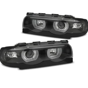 Akční Cena Přední světla BMW E38 94-01 Angel Eyes - černá 3D