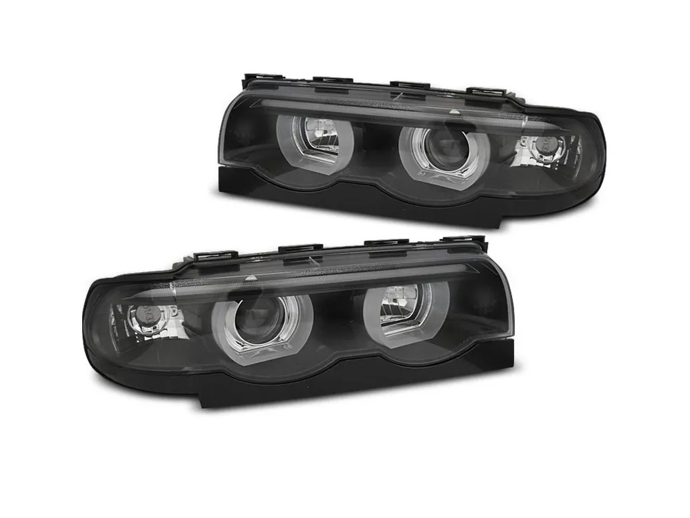 Akční Cena Přední světla BMW E38 94-01 Angel Eyes - černá 3D