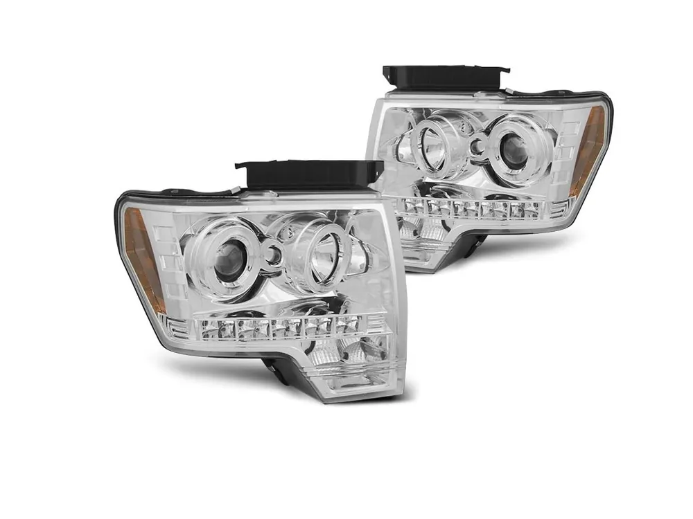 Přední světla Ford F-150 MK12 08-14 Angel Eyes - chrom Vysoce Kvalitní