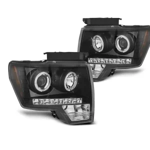 Omezená Nabídka Přední světla Ford F-150 MK12 08-14 Angel Eyes - černá