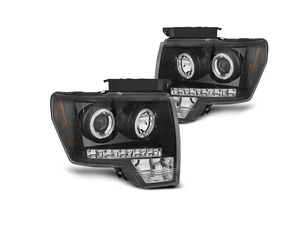 Omezená Nabídka Přední světla Ford F-150 MK12 08-14 Angel Eyes - černá