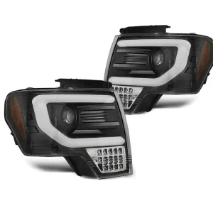 Autentický Přední světla Ford F-150 MK12 08-14 TUBE LIGHT - černá
