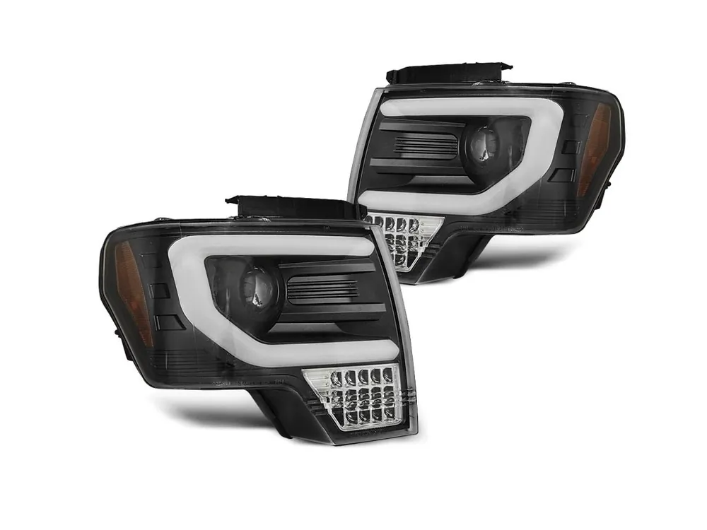 Autentický Přední světla Ford F-150 MK12 08-14 TUBE LIGHT - černá