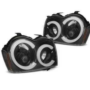 Přední světla Jeep Grand Cherokee 05-08 - černá TUBE LIGHT Finální Výprodej