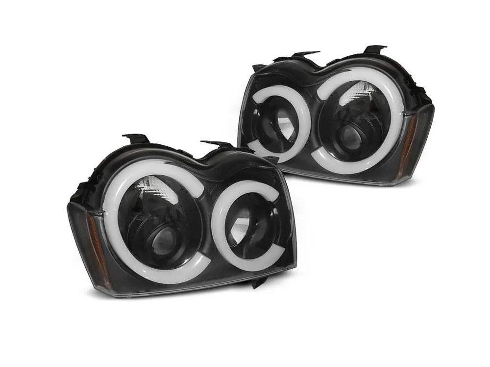 Přední světla Jeep Grand Cherokee 05-08 - černá TUBE LIGHT Finální Výprodej