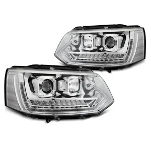 Přední světla VW T5 10-15 TUBE LIGHT DRL SEQ chrom Vrácení Zdarma