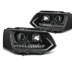 Značkový Přední světla VW T5 10-15 TUBE LIGHT DRL SEQ černá