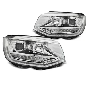 Omezená Nabídka Přední světla VW T6 15-19 TUBE LIGHT DRL CHROME SEQ chrom