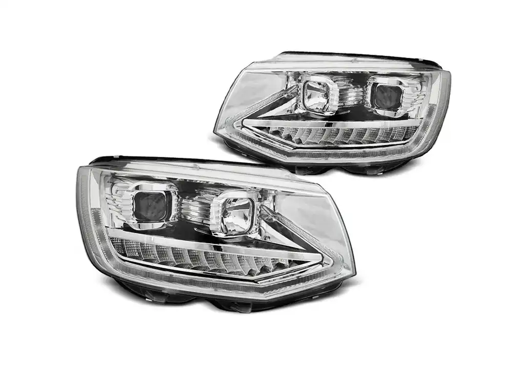 Omezená Nabídka Přední světla VW T6 15-19 TUBE LIGHT DRL CHROME SEQ chrom