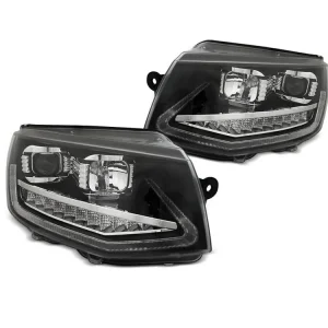 Víkendová Akce Přední světla VW T6 15-19 TUBE LIGHT DRL CHROME SEQ černá