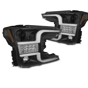 Super Cena Přední světla Ford F150 MK13 17-20 černá TUBE LIGHT