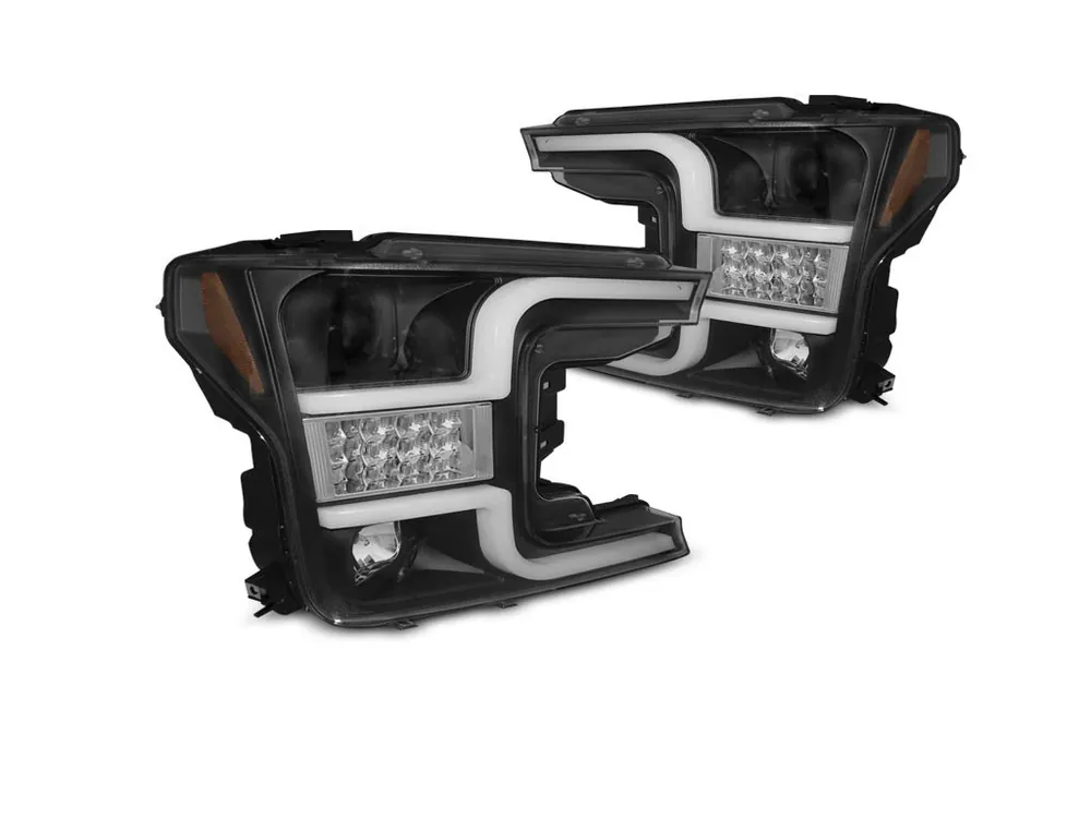 Super Cena Přední světla Ford F150 MK13 17-20 černá TUBE LIGHT
