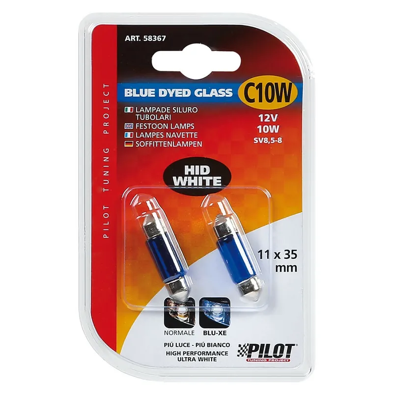 Sufitové modré žárovky LAMPA BLU-XE 12V 10W o délce 35 mm Akční Cena