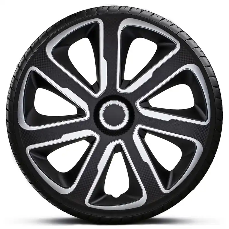 Poklice na kola - kryty kol LIVORNO carbon black 14" - sada 4 ks - 4 Racing Cenová Bomba
