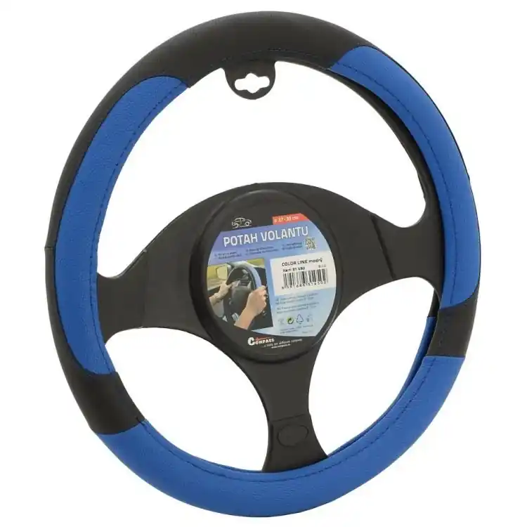 Potah volantu COLOR LINE 37 - 39 cm černo / modrý - Compass Akční Cena