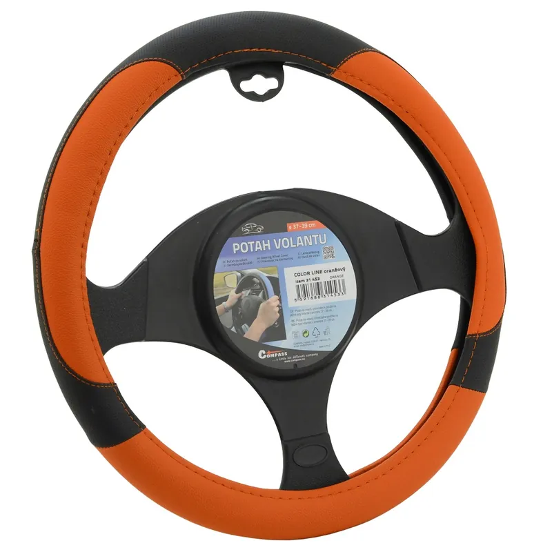 Pouze Dnes Potah volantu COLOR LINE 37 - 39 cm černo / oranžový - Compass
