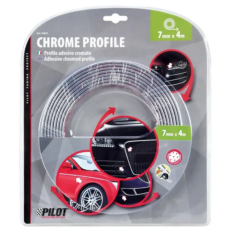 Ihned K Objednání Chromovaná lišta na auto 7 mm x 4 metry, LAMPA CHROME PROFIL, samolepící