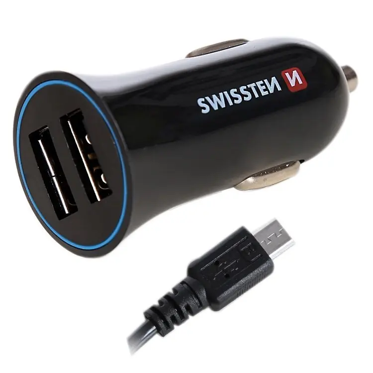 Nízká Cena USB nabíječka do auta s micro kabelem 12/24V 2400 mA pro iPod - Smart Phone - tablet - SWISSTEN
