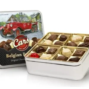 Sezónní Sleva Belgické pralinky v plechové dóze z edice CARS (400 g)